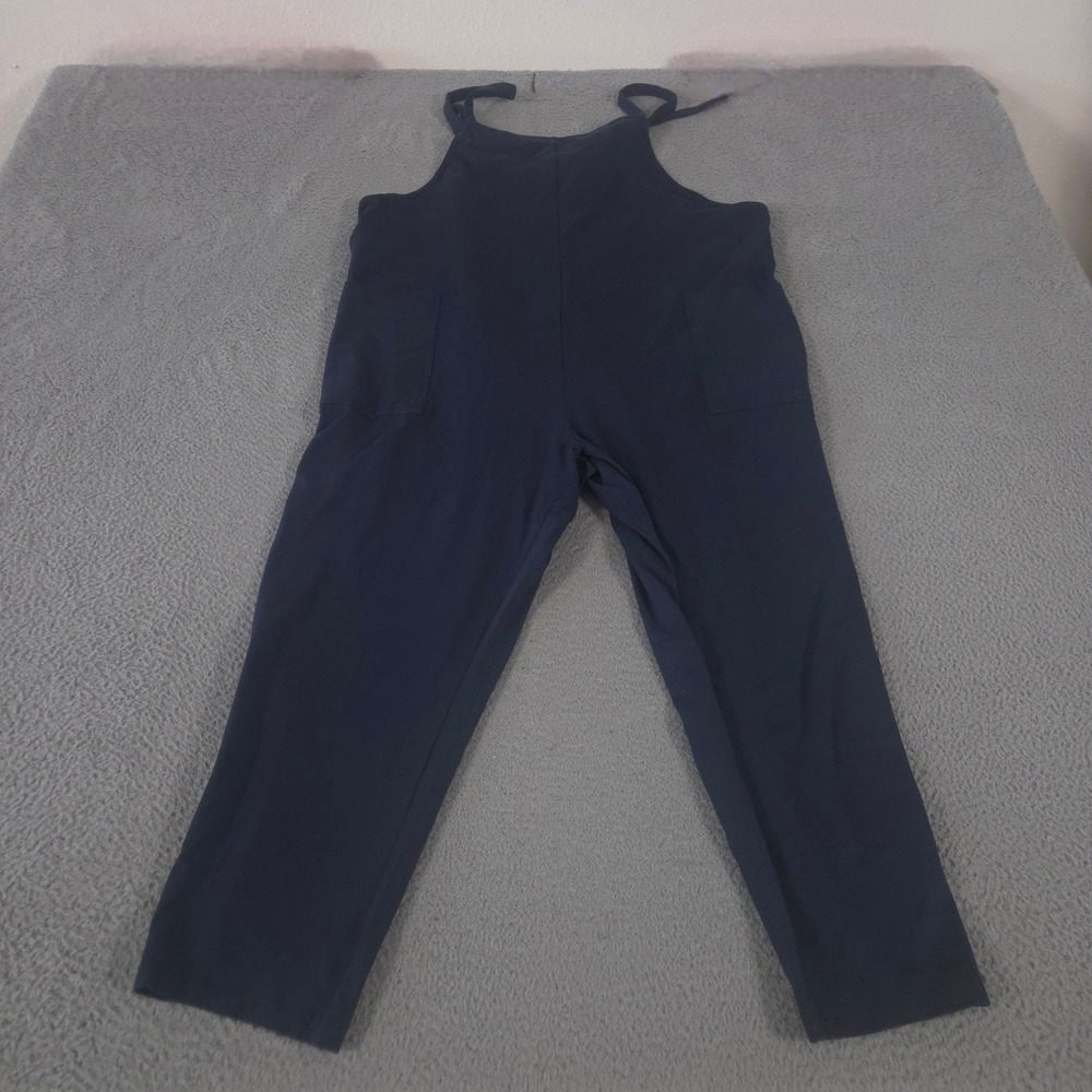 Quince Overalls Womens XL Navy Organic Cotton Maternity Straight Jumpsuit‎ NEW
